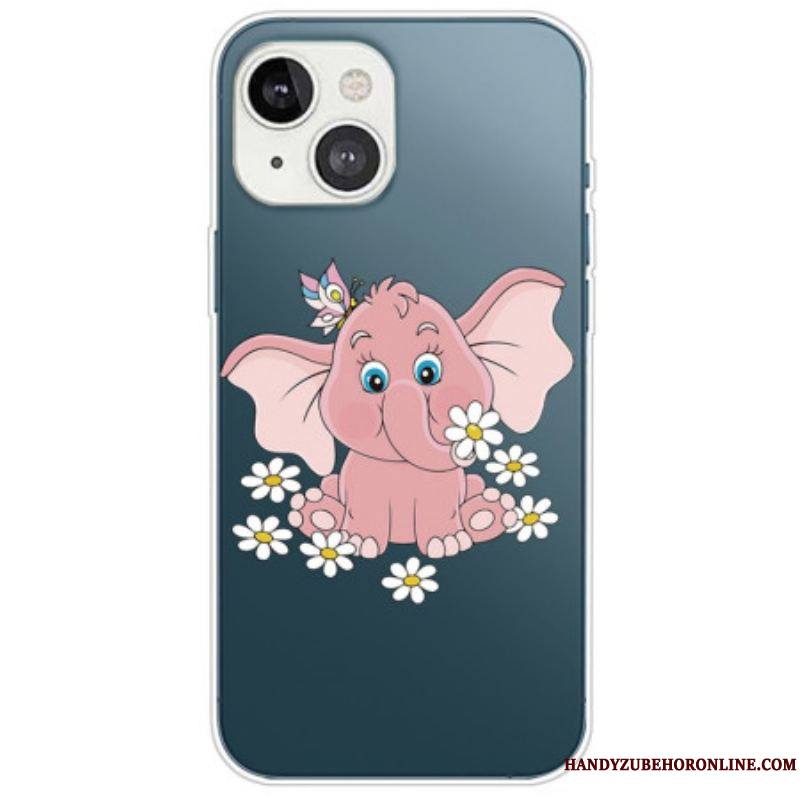 Coque iPhone 14 Plus Transparente Éléphant Rose