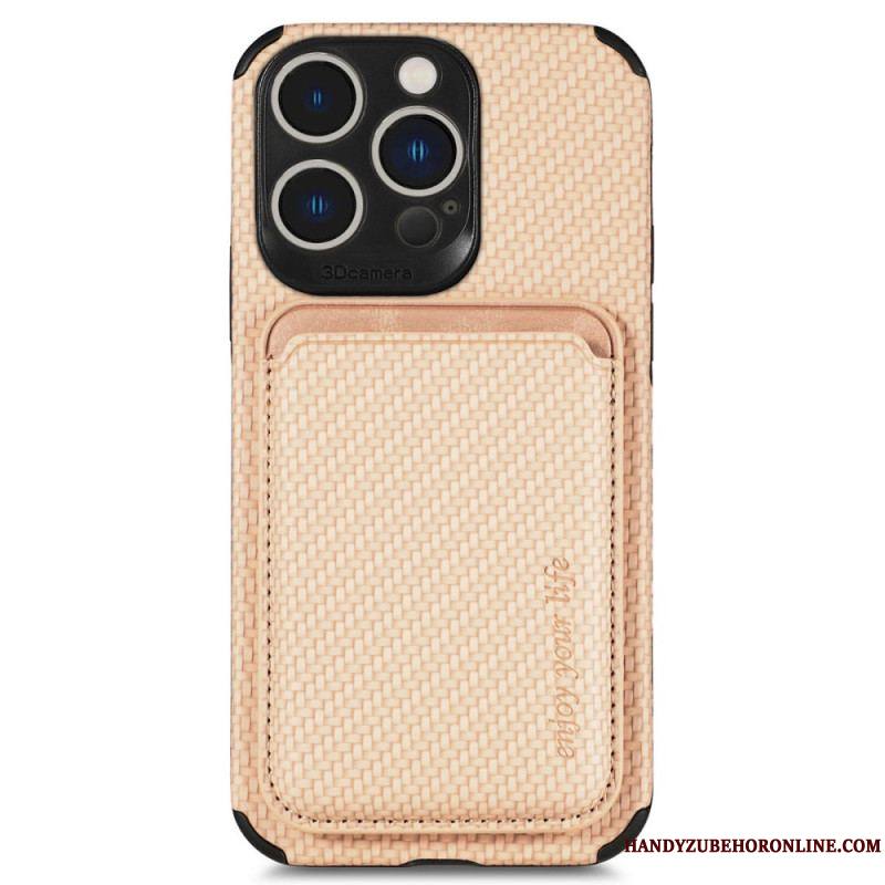 Coque iPhone 14 Pro Fibre de Carbone et Portefeuille Magnétique