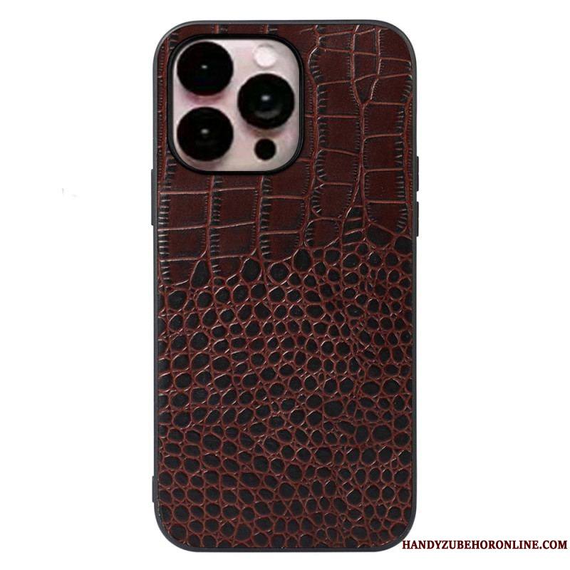 Coque iPhone 14 Pro Max Cuir Véritable Texture Crocodile