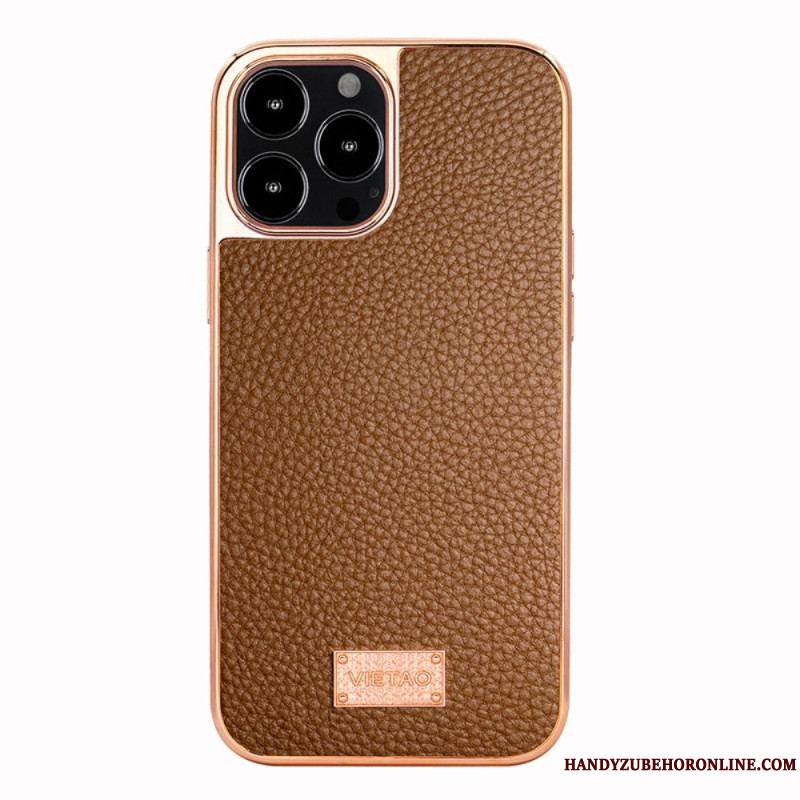 Coque iPhone 14 Pro Max Simili Cuir Litchi VIETAO