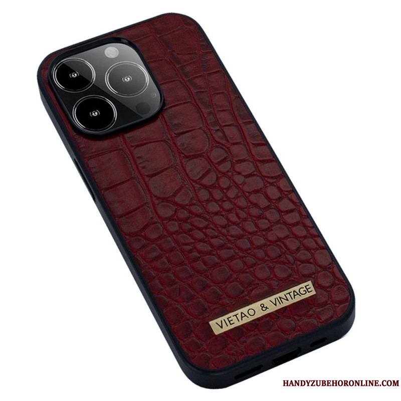 Coque iPhone 14 Pro Simili Cuir Crocodile VIETAO