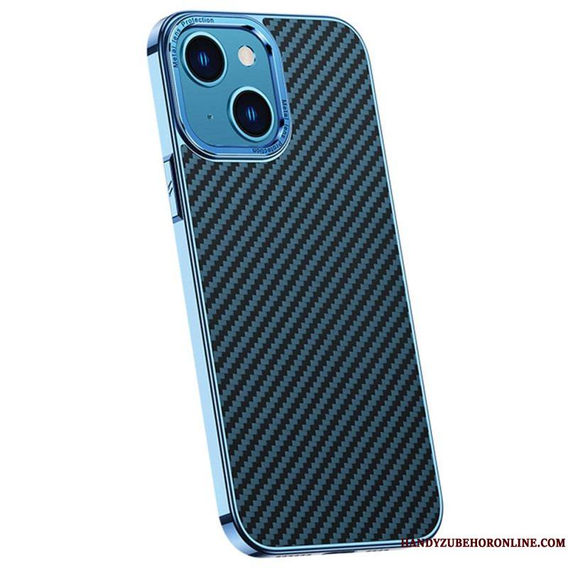 Coque iPhone 14 Simili Cuir Texture fibre Carbone