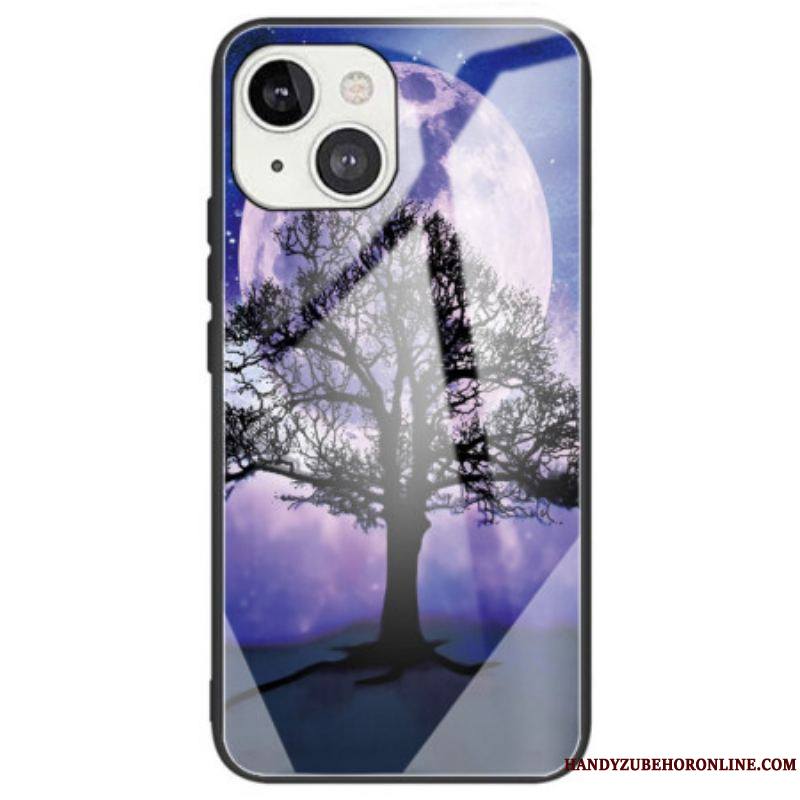 Coque iPhone 14 Verre Trempé Arbre et Lune