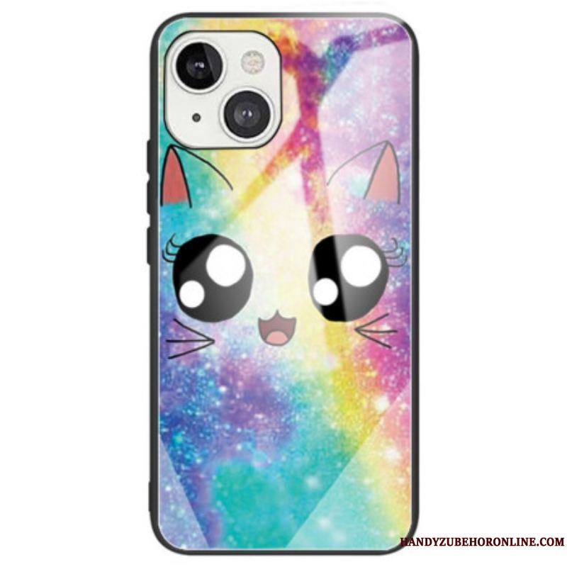 Coque iPhone 14 Verre Trempé Chat Déco