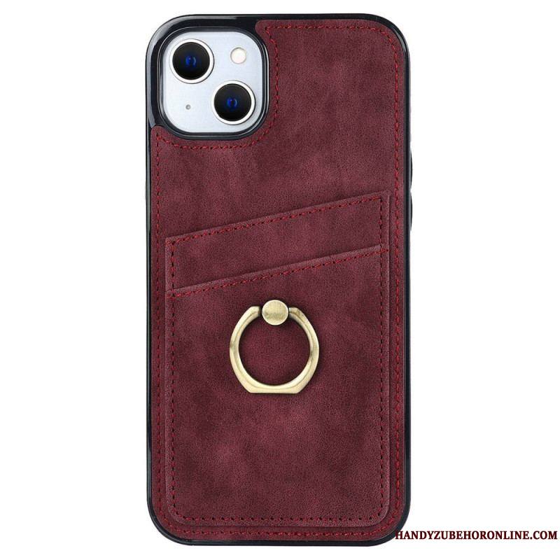 Coque iPhone 14 Vintage Anneau-Support et Porte-Cartes