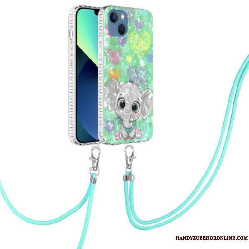 Coque iPhone 14 à Cordon Éléphant Stylé