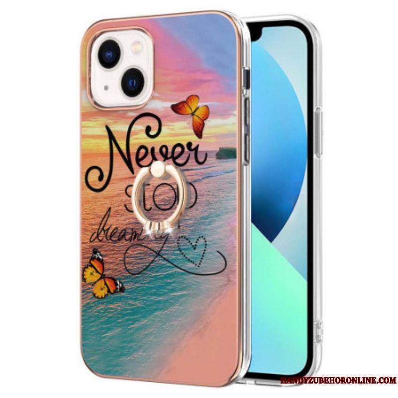 Coque iPhone 15 Plus Anneau-Support Never Stop Dreaming