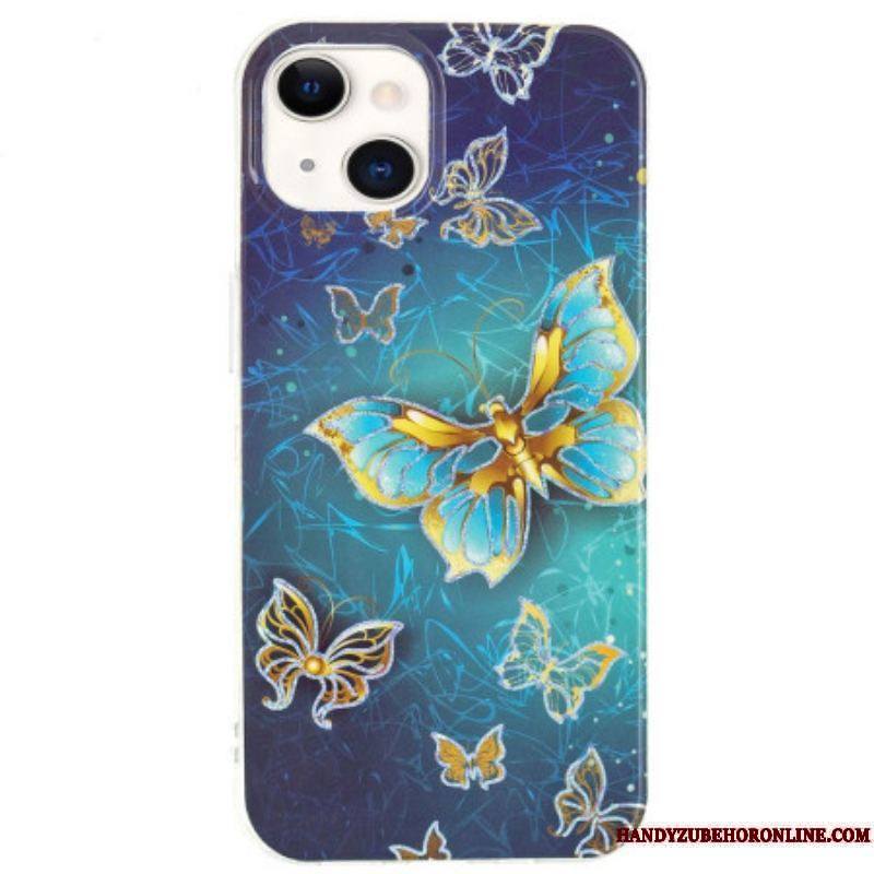 Coque iPhone 15 Plus Papillons Dorés