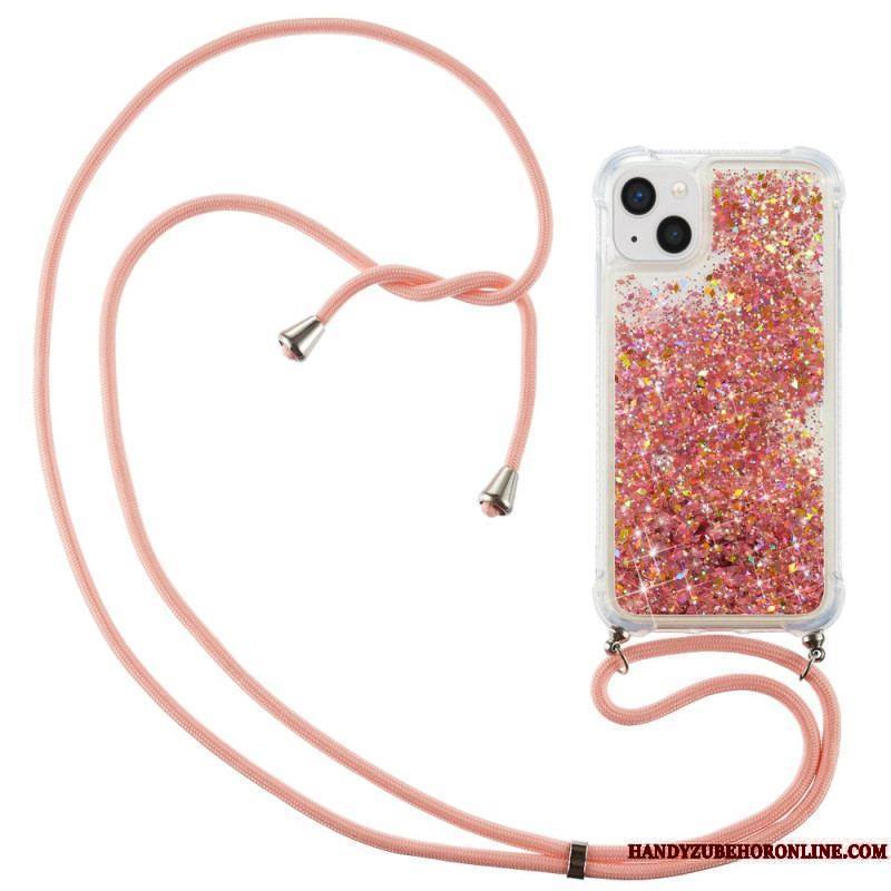 Coque iPhone 15 Plus à Cordon Paillettes