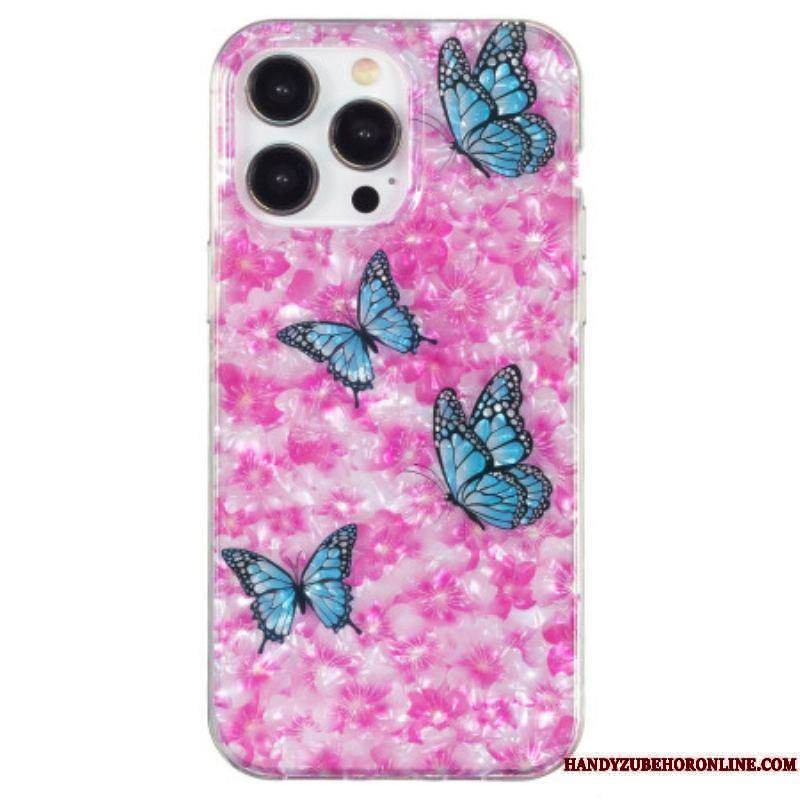 Coque iPhone 15 Pro Fleurs et Papillons