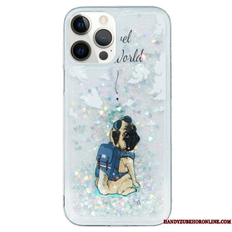 Coque iPhone 15 Pro Paillettes Chien