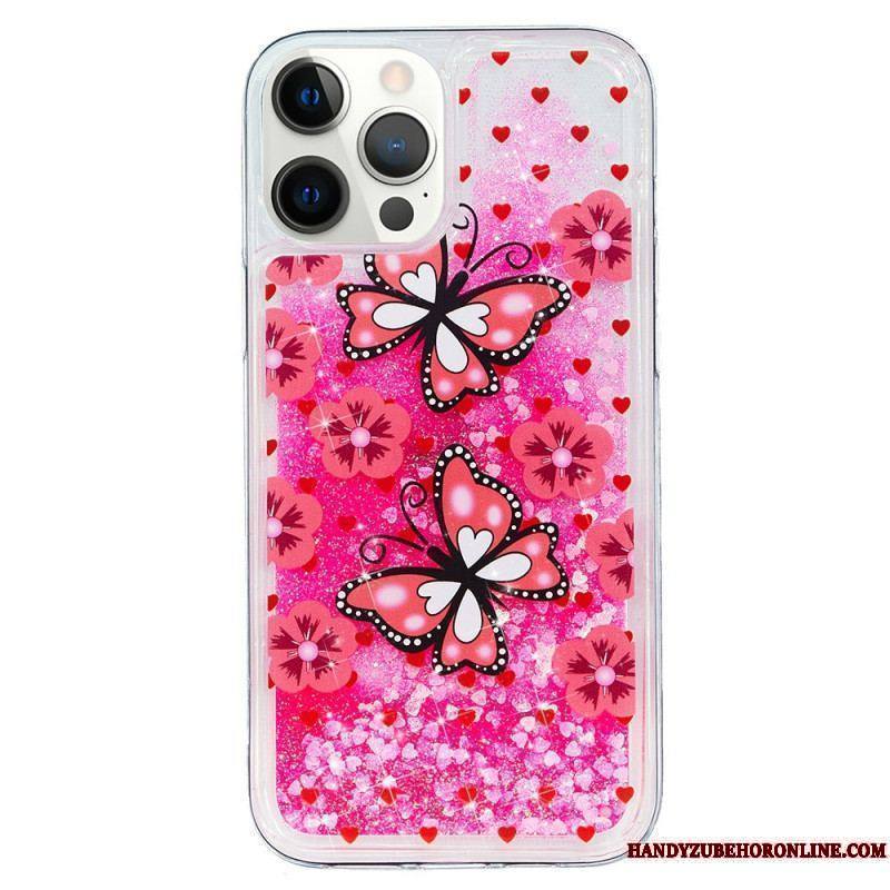 Coque iPhone 15 Pro Paillettes Papillons