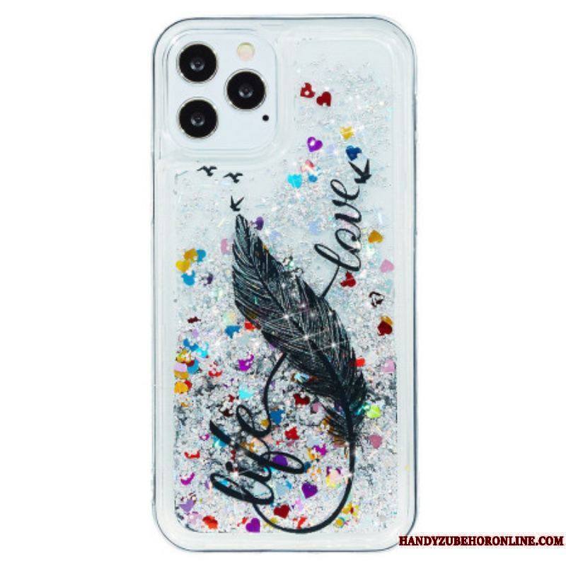 Coque iPhone 15 Pro Paillettes Plume