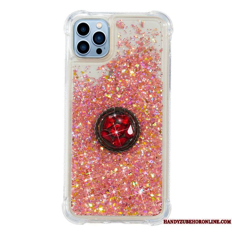 Coque iPhone 15 Pro Paillettes avec Anneau-Support