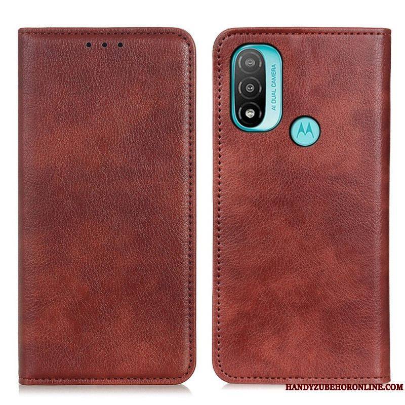 Flip Cover Moto E40 / E30 / E20 Cuir Fendu Texturé