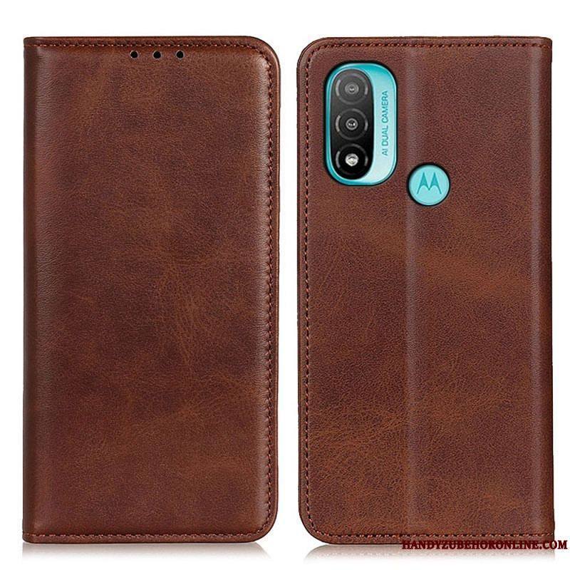 Flip Cover Moto E40 / E30 / E20 Cuir Fendu Élégance