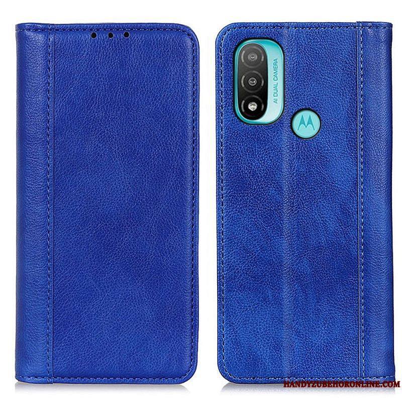 Flip Cover Moto E40 / E30 / E20 Cuir Litchi Fendu Élégance