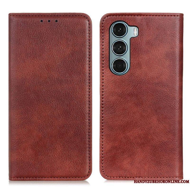 Flip Cover Moto G200 5G Cuir Litchi Fendu Texture