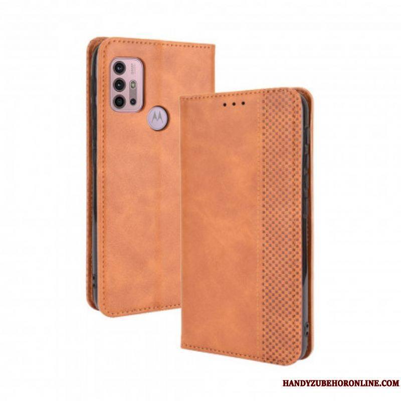 Flip Cover Moto G30 / Moto G10 Effet Cuir Vintage Stylisé