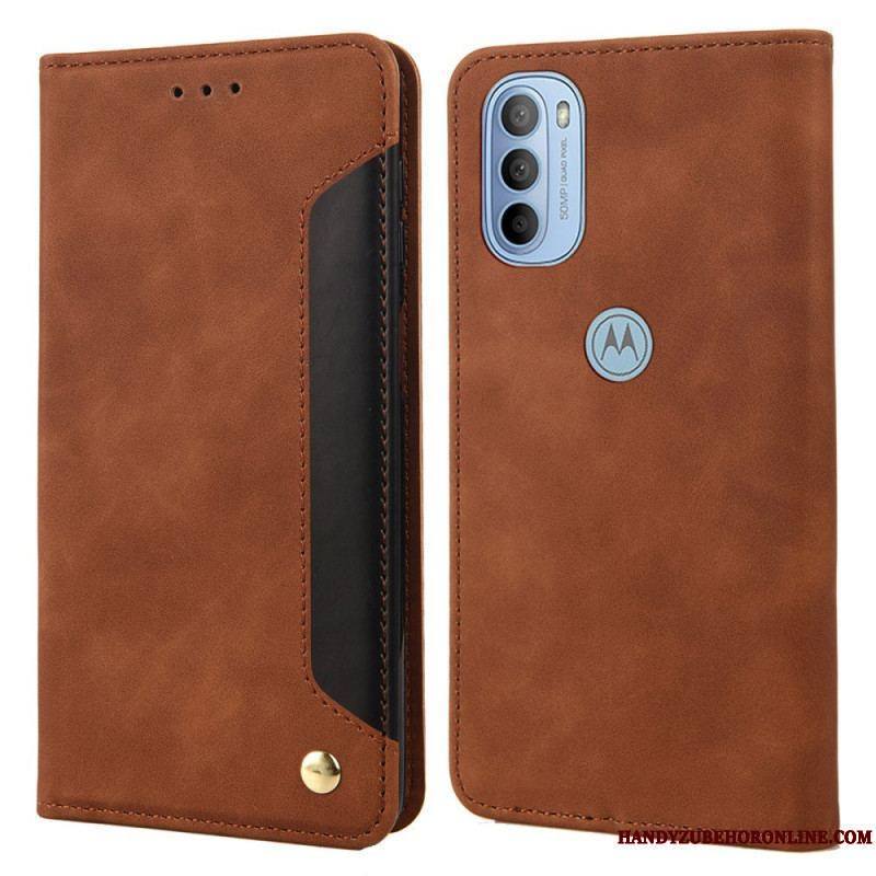 Flip Cover Moto G51 5G Effet Cuir Business Bicolore