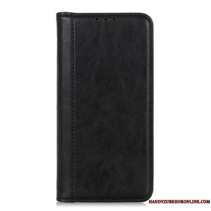 Flip Cover Samsung Galaxy S21 5G Cuir Litchi Fendu Élégance