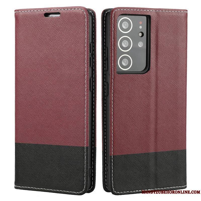 Flip Cover Samsung Galaxy S21 ultra 5G Simili Cuir Bicolore Texturée