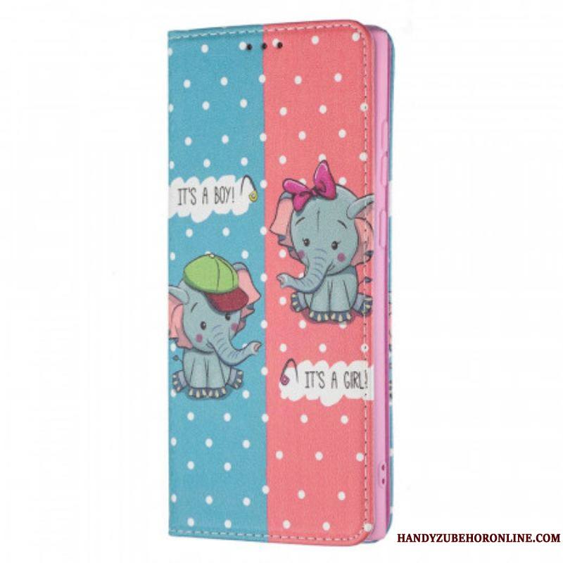 Flip Cover Samsung Galaxy S22 Ultra 5G Bébés Éléphants