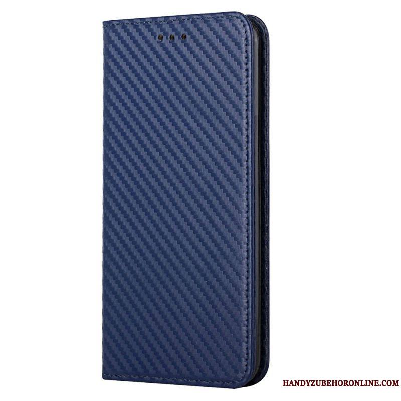 Flip Cover Samsung Galaxy S23 Plus 5G Style Fibre Carbone à Lanière