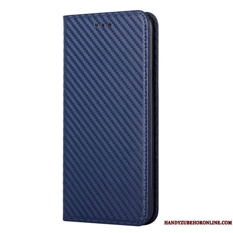 Flip Cover Xiaomi Redmi Note 10 Pro Fibre Carbone à Lanière