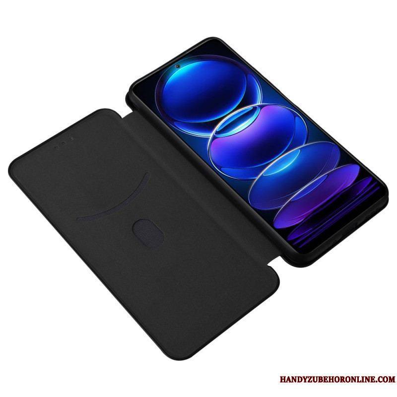 Flip Cover Xiaomi Redmi Note 12/Poco X5 5G Fibre Carbone