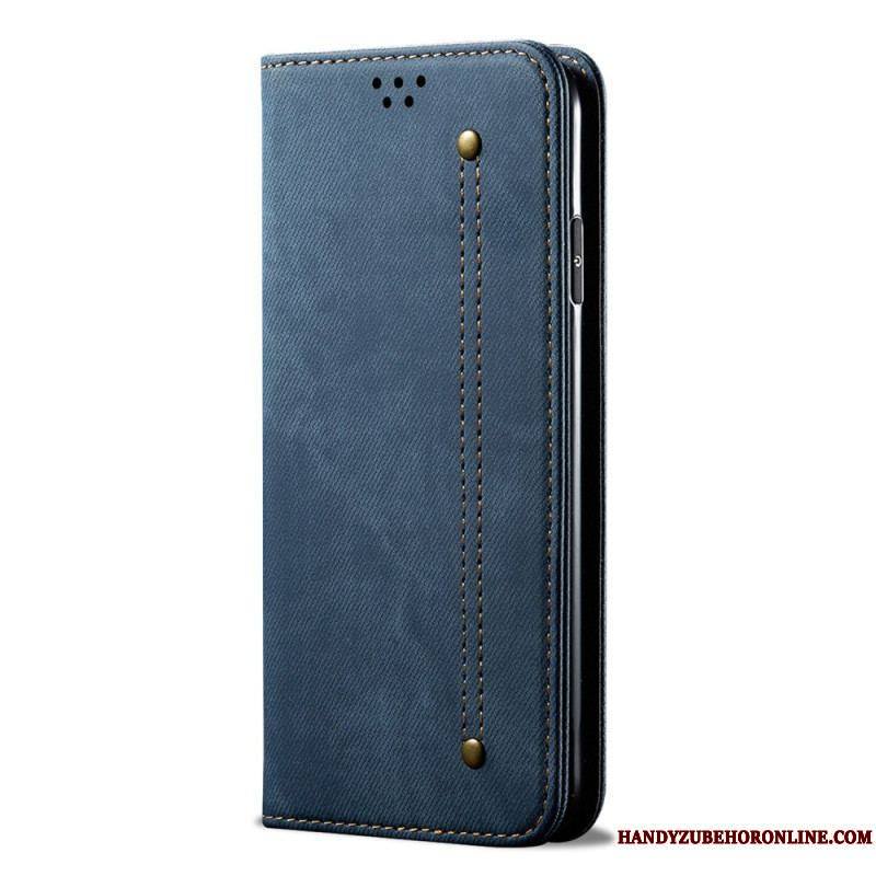 Flip Cover Xiaomi Redmi Note 12/Poco X5 5G Tissu Jeans