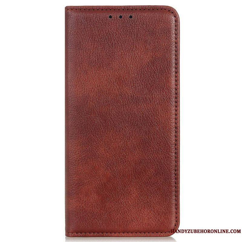 Flip Cover iPhone 13 Pro Cuir Litchi Fendu