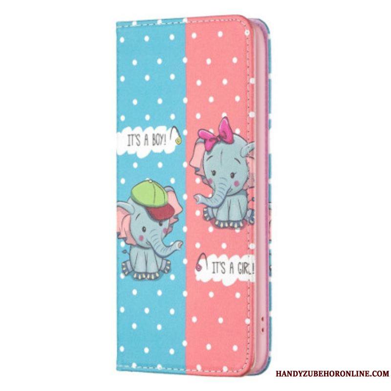 Flip Cover iPhone 14 Pro Max Bébés Éléphants