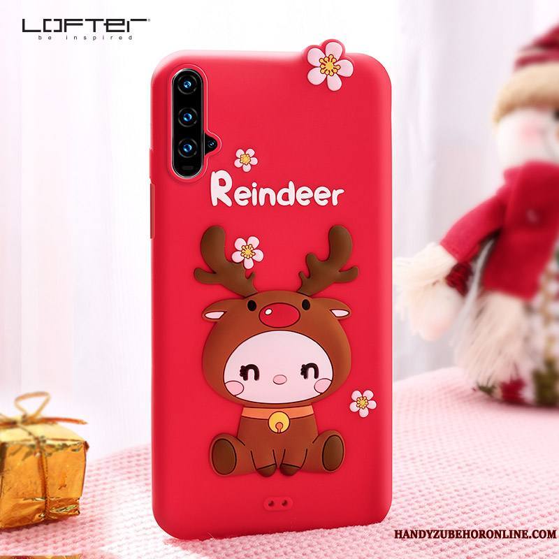 Honor 20 Coque De Téléphone Elk Rouge Dessin Animé Fluide Doux Incassable Charmant