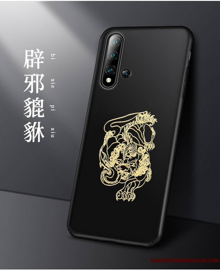 Honor 20 Coque Délavé En Daim Très Mince Style Chinois Créatif Personnalité Noir Tout Compris