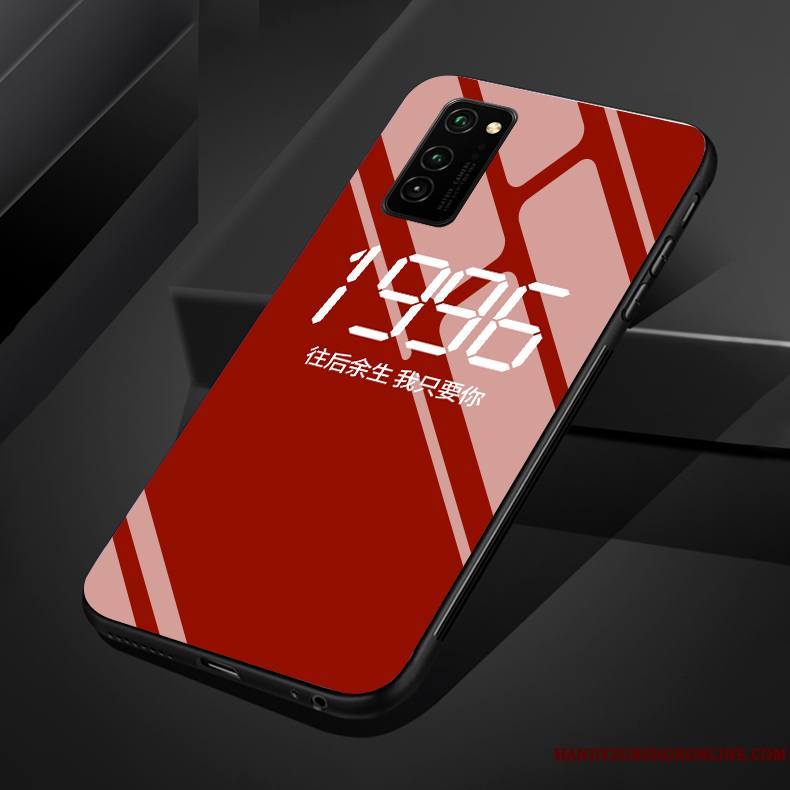 Honor 30 Pro Amoureux Étui Rouge Verre Personnalisé Anniversaire Coque De Téléphone