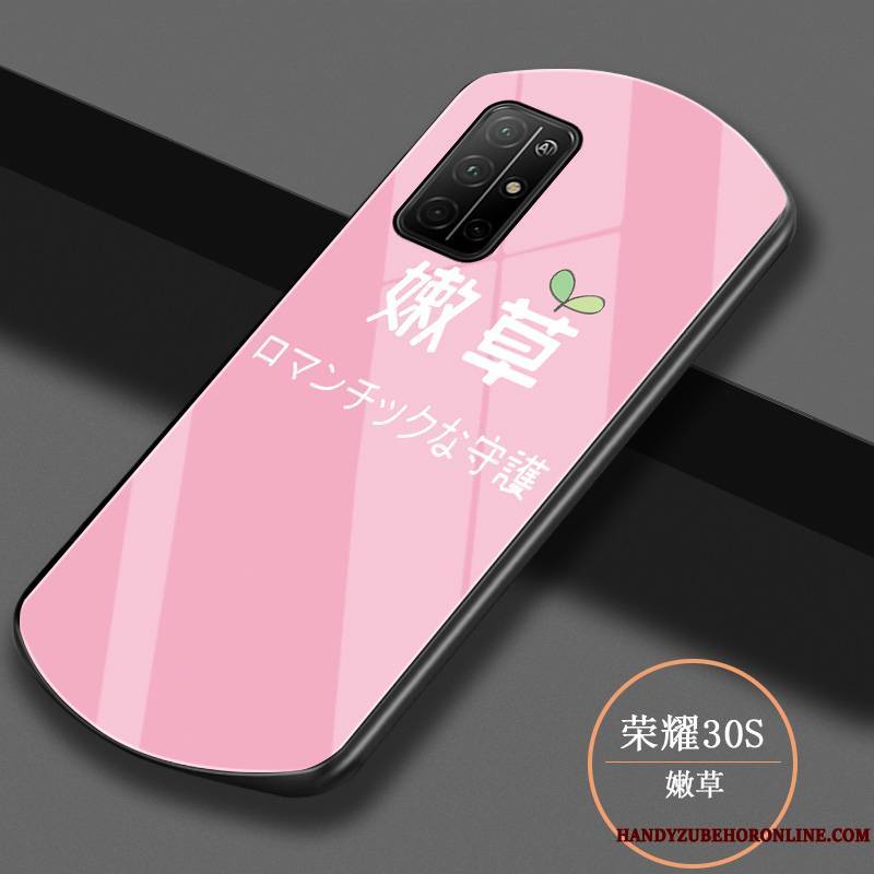 Honor 30s Coque Marque De Tendance Personnalité Net Rouge Jeunesse Tout Compris Verre Rose