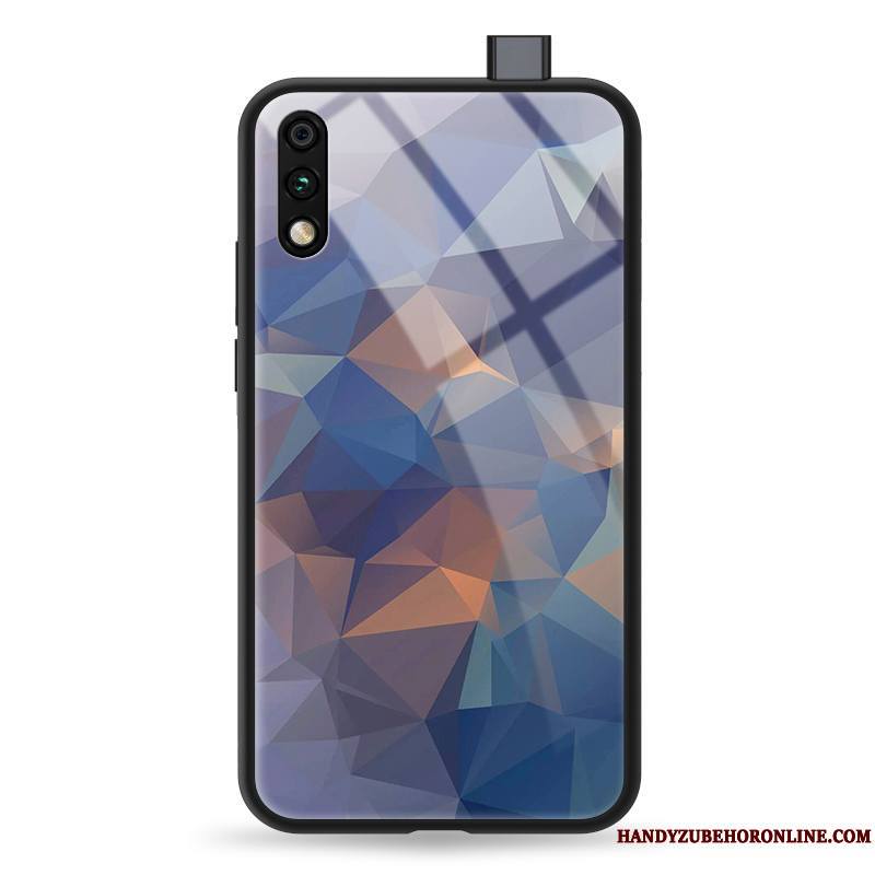 Honor 9x Coque Dessin Animé Net Rouge Simple Losange Bleu Incassable Très Mince