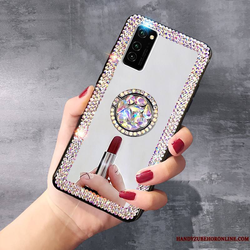 Honor View30 Net Rouge Luxe Coque De Téléphone Blanc Incruster Strass Tendance Étui