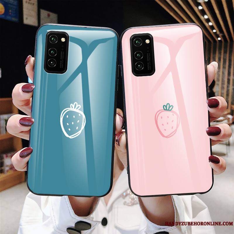 Honor View30 Pro Coque De Téléphone Marque De Tendance Bleu Rose Dessin Animé Ornements Suspendus Fraise