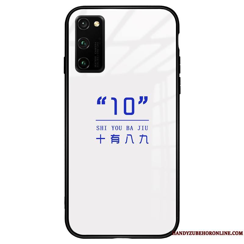 Honor View30 Pro Coque De Téléphone Motif Blanc Verre Trempé Amoureux Noir Personnalité