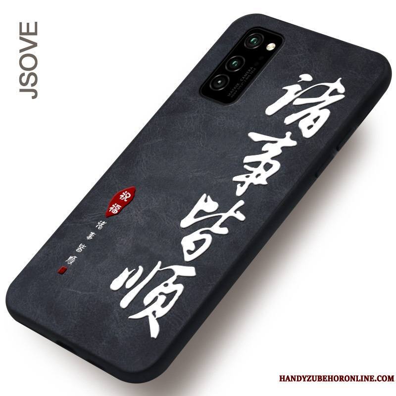 Honor View30 Pro Coque De Téléphone Simple Silicone Gaufrage Richesse Cuir Étui