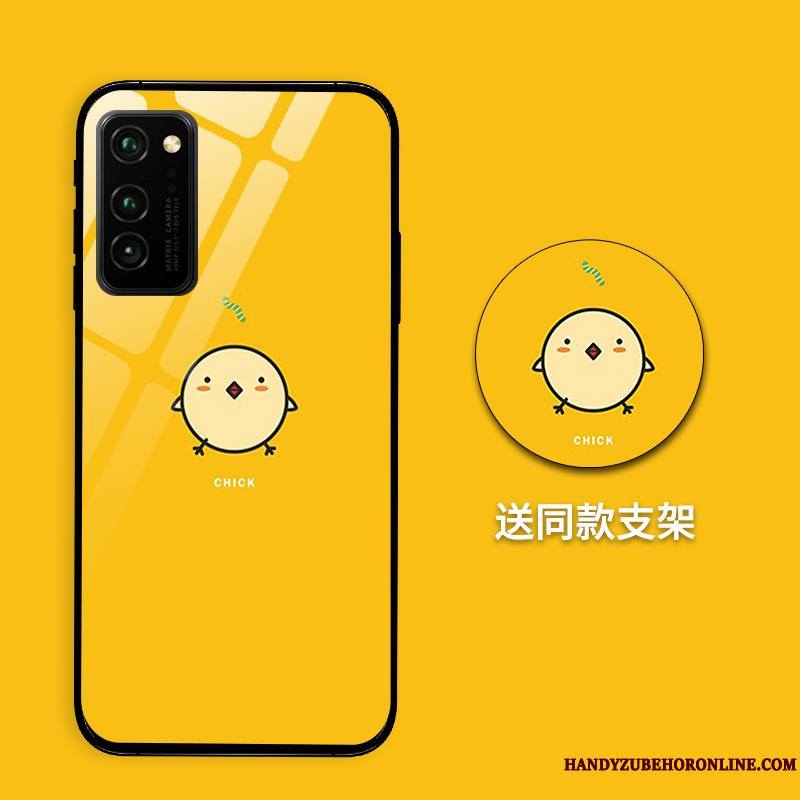 Honor View30 Pro Coque Verre Amoureux Miroir Jaune Incassable Silicone Protection