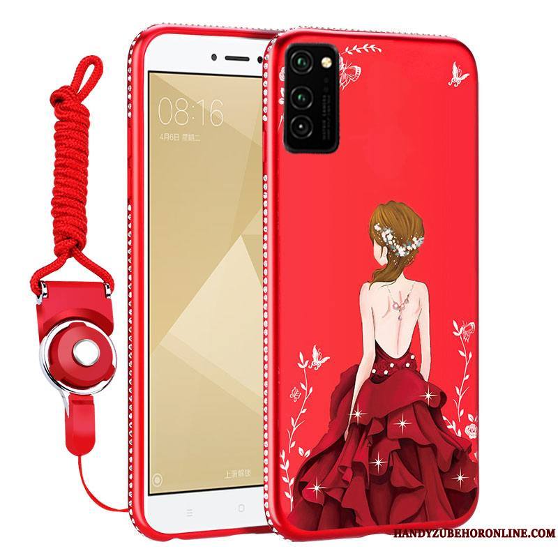 Honor View30 Étui Silicone Net Rouge Marque De Tendance Coque Fluide Doux De Téléphone