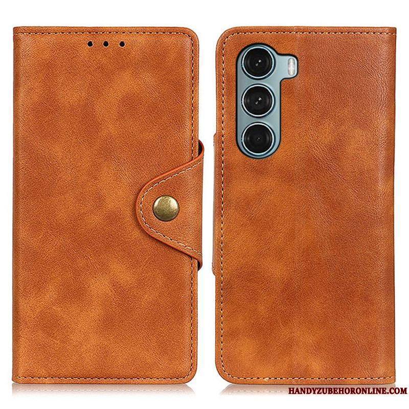 Housse Moto G200 5G Simili Cuir Vintage et Bouton