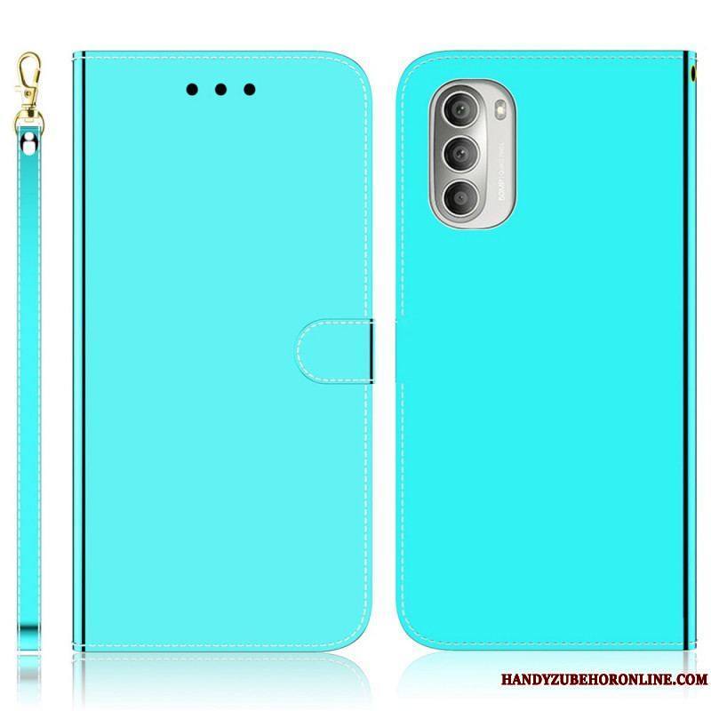 Housse Moto G51 5G Simili Cuir Couverture Miroir