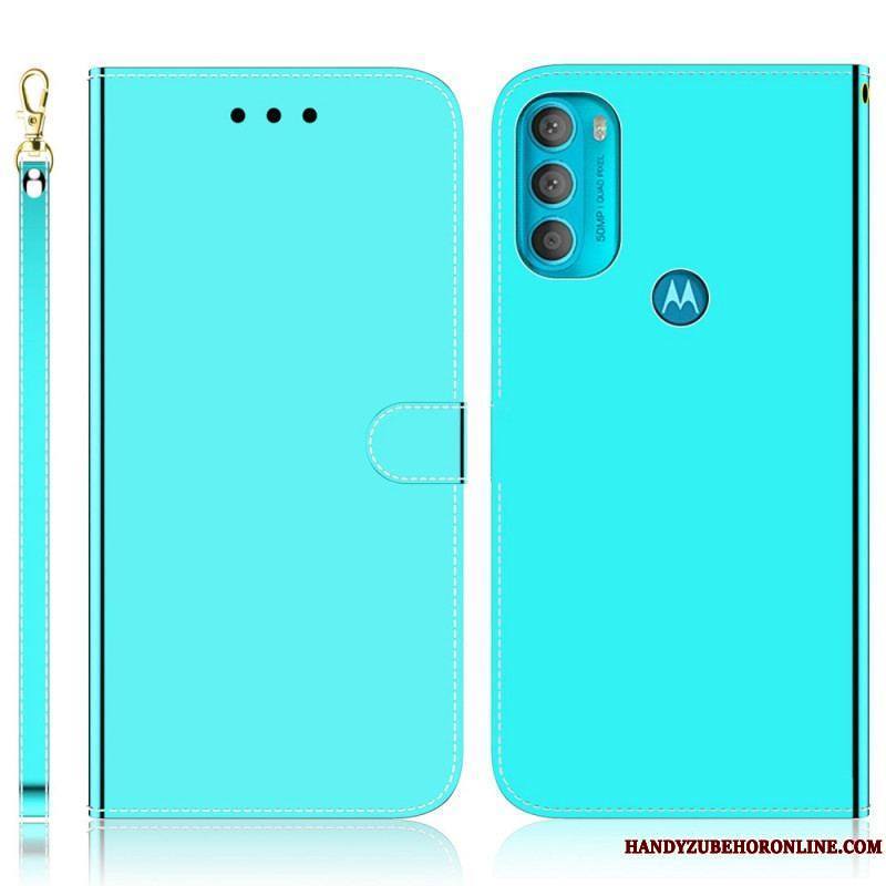 Housse Moto G71 5G Simili Cuir Couverture Miroir