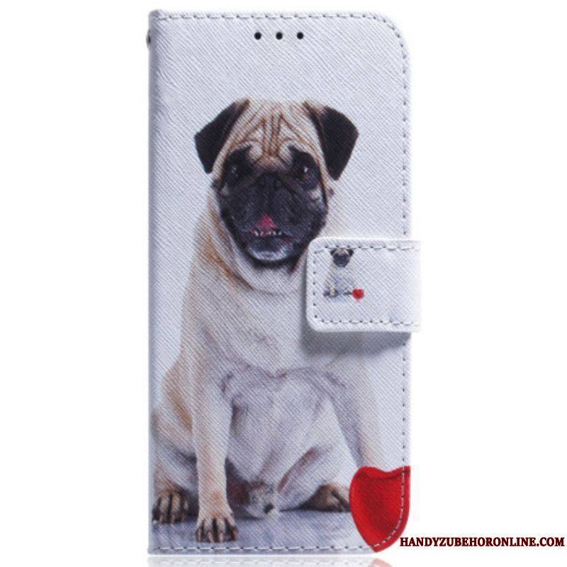 Housse Moto G73 5G Pug Dog à Lanière