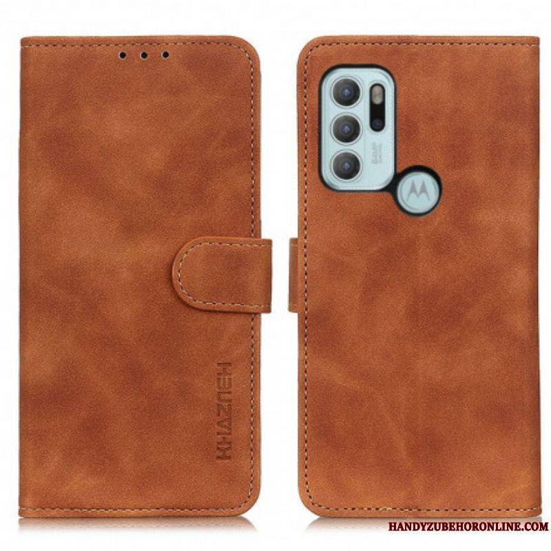 Housse Motorola G60s Effet Cuir Vintage KHAZNEH