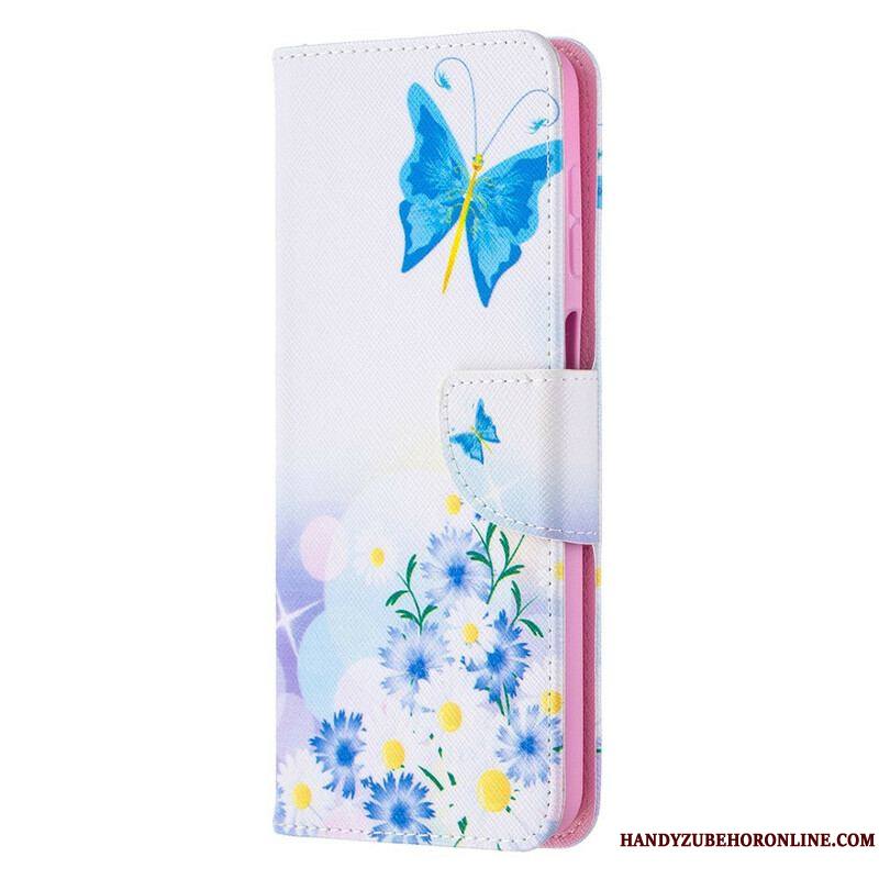 Housse Samsung Galaxy A12 / M12 Papillons et Fleurs Peints